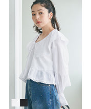 Japanese style lapel cotton lace short shirt 