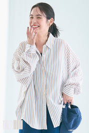 輕柔棉質寬鬆長袖襯衫