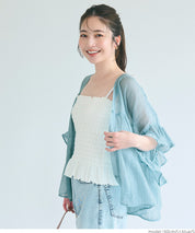 Airy Frill Sleeve Sheer Blouse