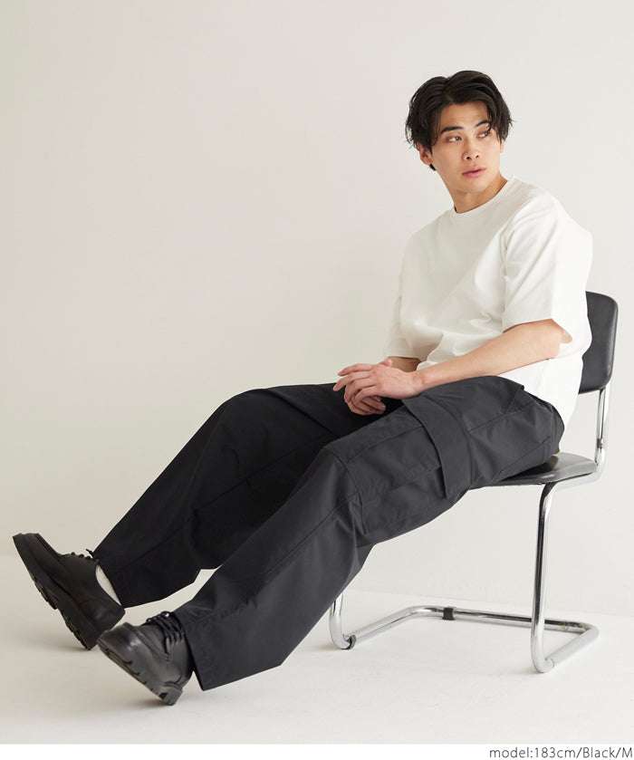 男裝Ripstop尼龍面料工裝寬褲