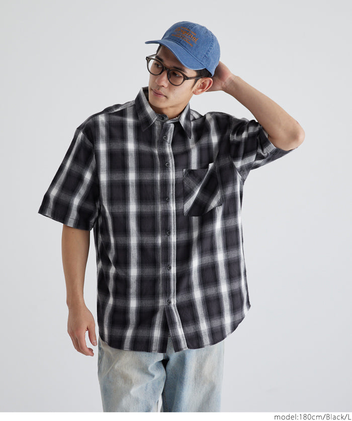 男裝格紋短袖襯衫