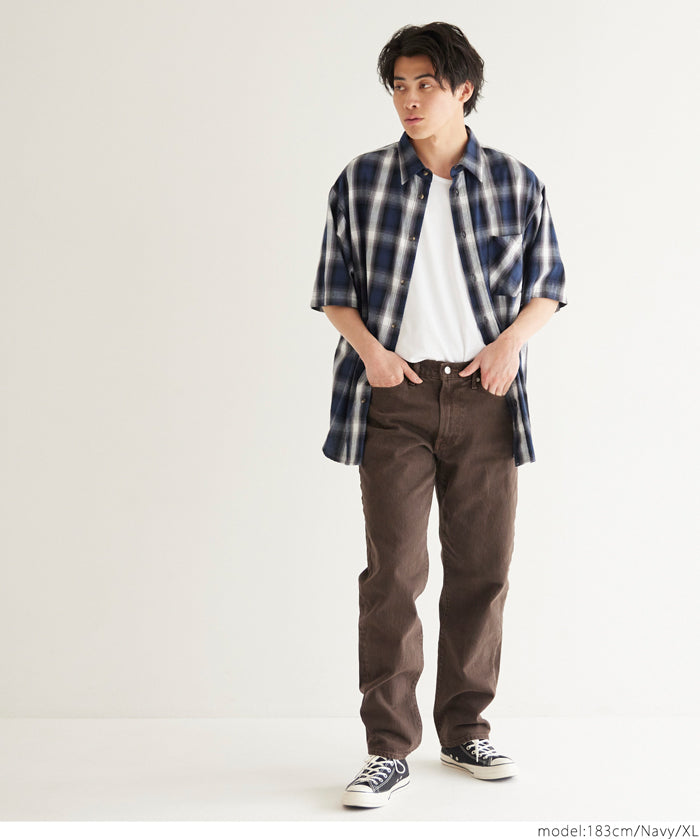 男裝格紋短袖襯衫