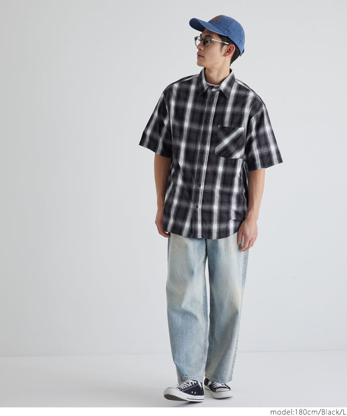 男裝格紋短袖襯衫