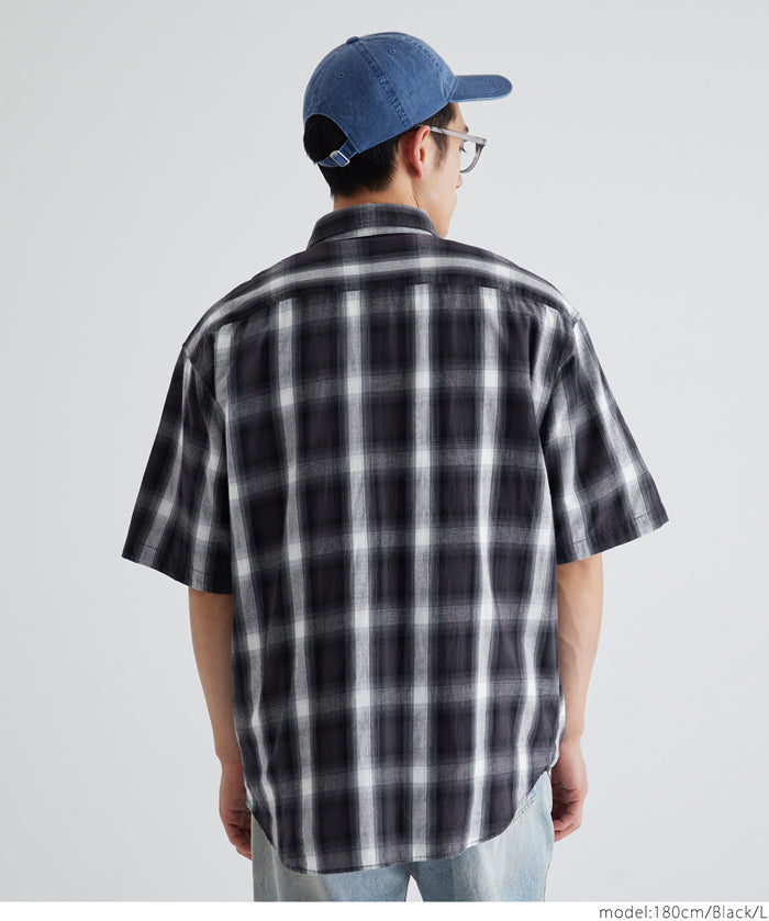 男裝格紋短袖襯衫