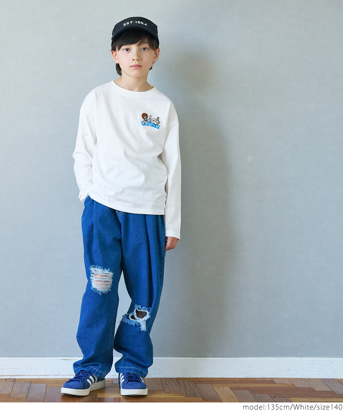 童裝刺繡長袖棉質上衣