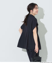 凹凸紋理法式袖拼接設計襯衫 (Soccer tuck blouse)