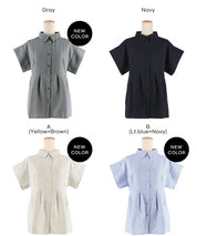 凹凸紋理法式袖拼接設計襯衫 (Soccer tuck blouse)
