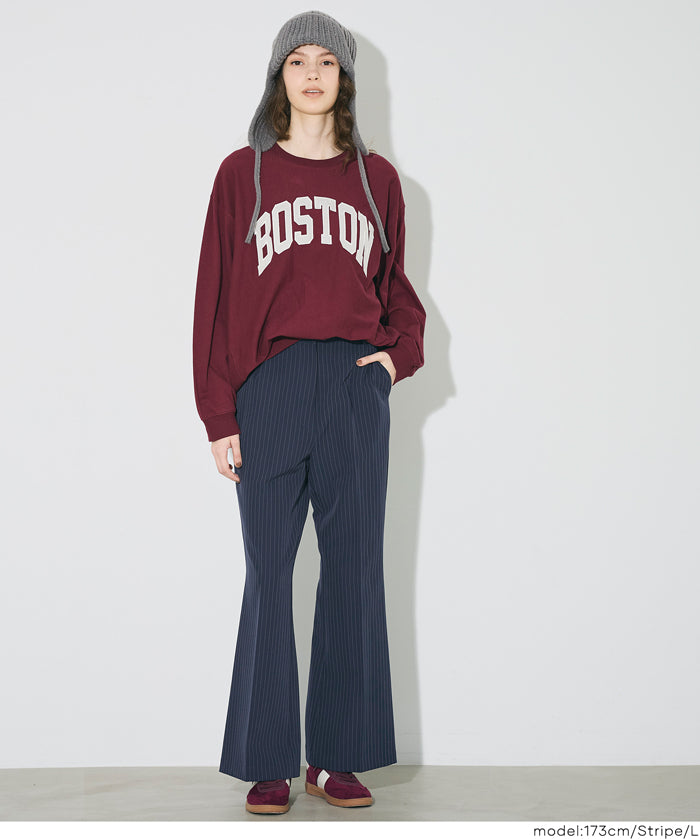 3D美腿高腰喇叭西裝褲