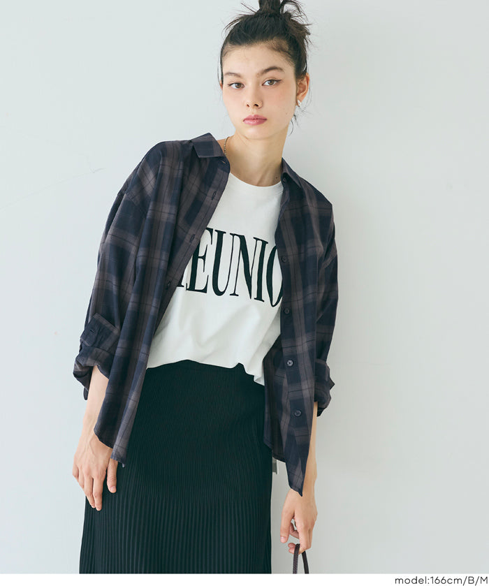 清新感寬鬆格紋襯衫