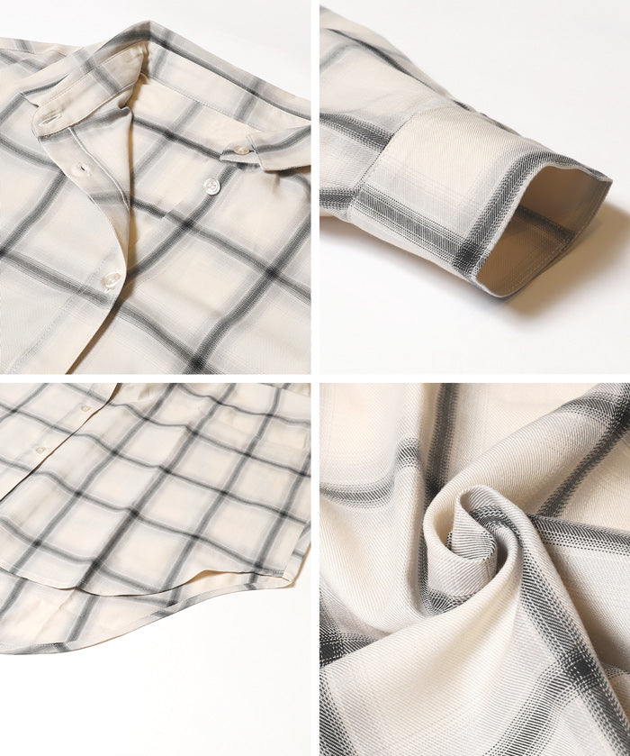 清新感寬鬆格紋襯衫