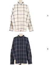 清新感寬鬆格紋襯衫