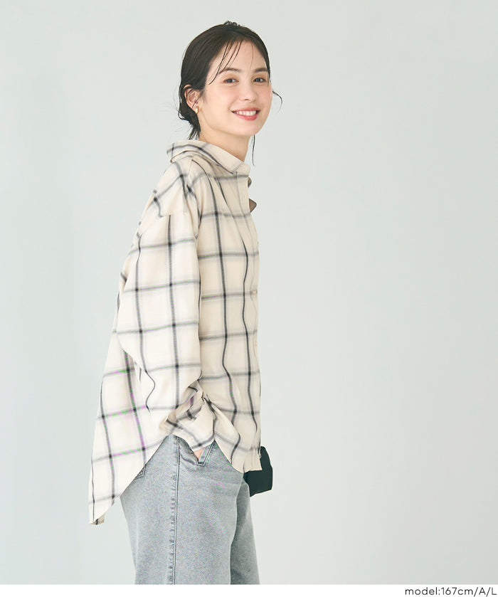 清新感寬鬆格紋襯衫