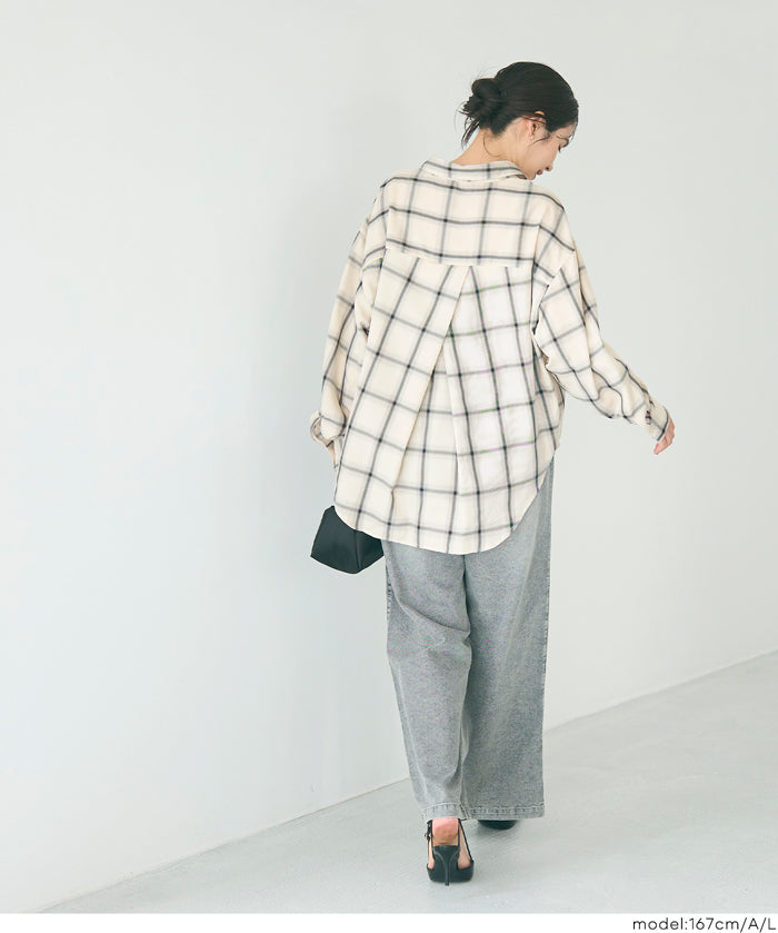 清新感寬鬆格紋襯衫