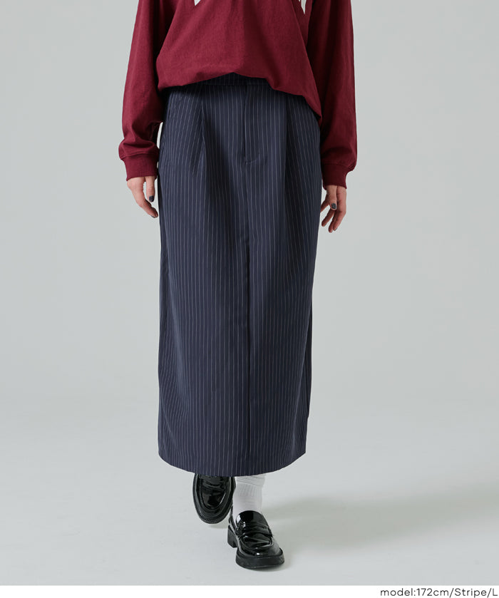 直條紋西裝面料直筒半裙