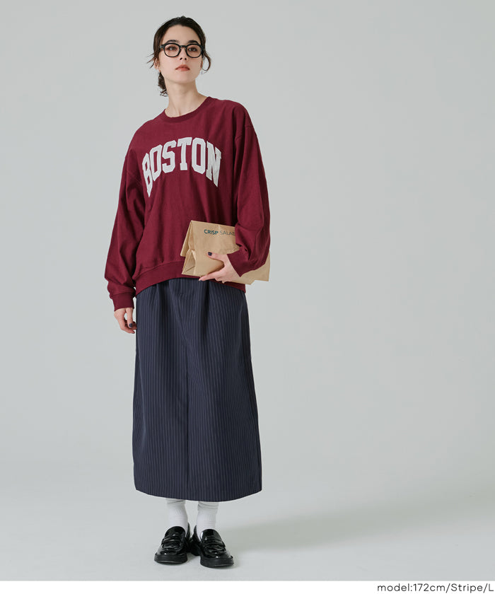 直條紋西裝面料直筒半裙