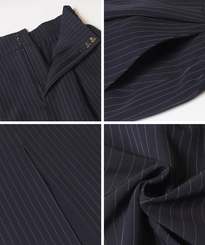 直條紋西裝面料直筒半裙