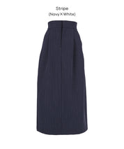 直條紋西裝面料直筒半裙