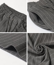 細直條紋抽繩休閒褲