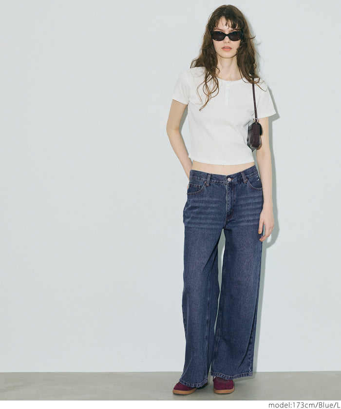 復古低腰直筒牛仔褲