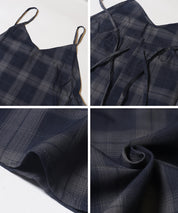 質感格紋細肩帶魚尾連身裙