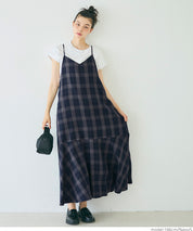 質感格紋細肩帶魚尾連身裙