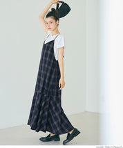 質感格紋細肩帶魚尾連身裙