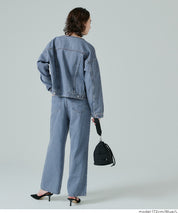 【可配套】短版無領丹寧外套