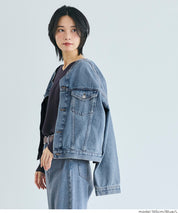 【可配套】短版無領丹寧外套