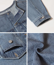 【可配套】短版無領丹寧外套