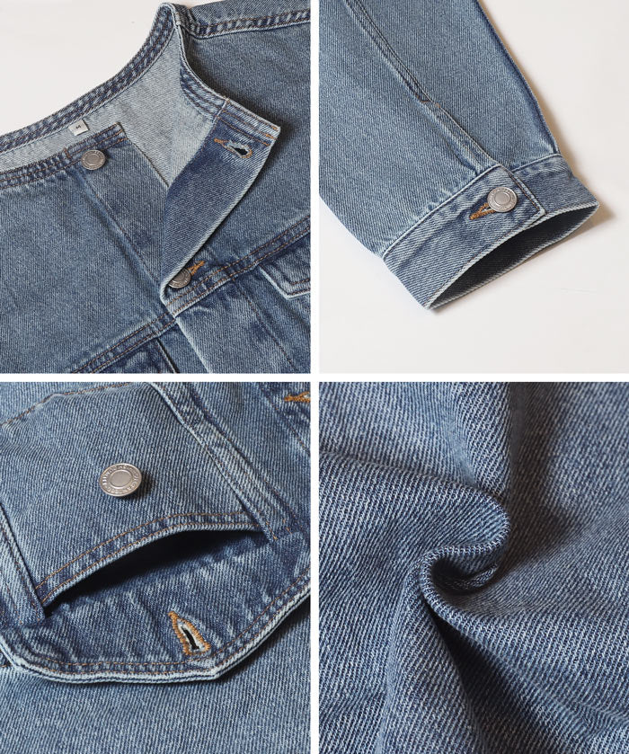 【可配套】短版無領丹寧外套