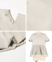 日系水玉短袖拼接娃娃上衣