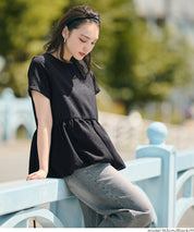 日系水玉短袖拼接娃娃上衣