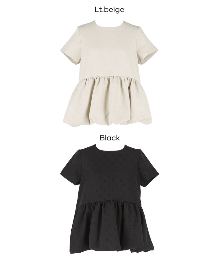 日系水玉短袖拼接娃娃上衣