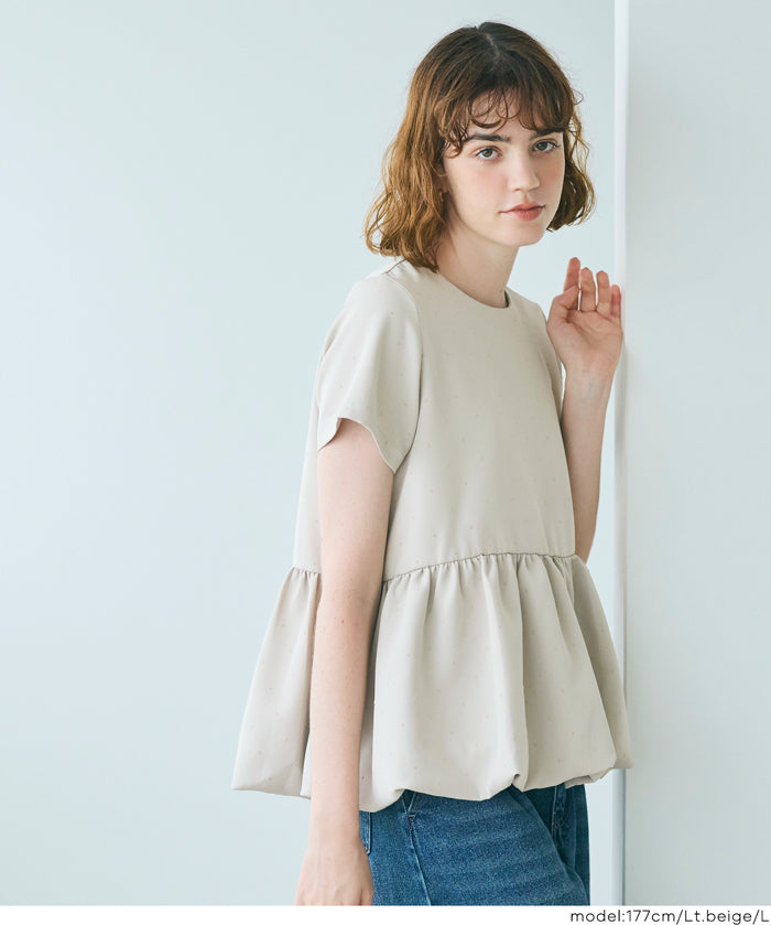 日系水玉短袖拼接娃娃上衣