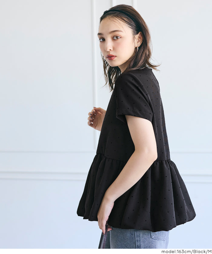 日系水玉短袖拼接娃娃上衣