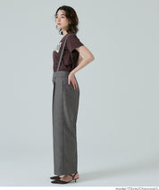 細直條紋英倫感2way吊帶褲