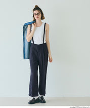 細直條紋英倫感2way吊帶褲