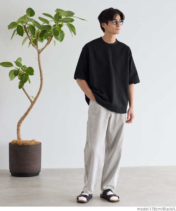 EAZY TEX 男裝華格夫面料圓領上衣 T-shirt