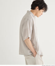 男裝水洗棉麻感寬鬆短袖襯衫