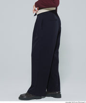 腰部反摺造型闊腿西裝褲