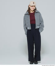 腰部反摺造型闊腿西裝褲