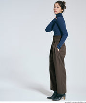 腰部反摺造型闊腿西裝褲