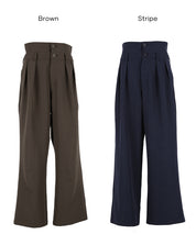 腰部反摺造型闊腿西裝褲