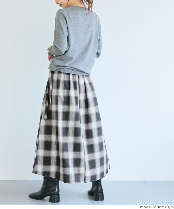格紋綁帶A字半裙