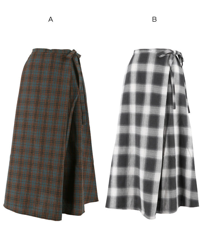 格紋綁帶A字半裙