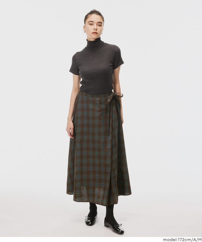 格紋綁帶A字半裙