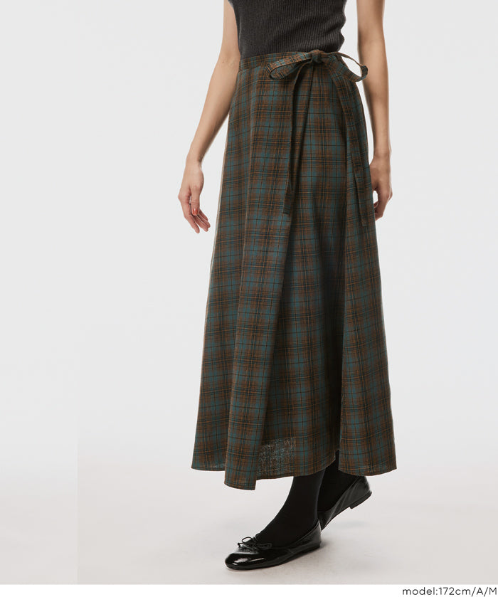 格紋綁帶A字半裙