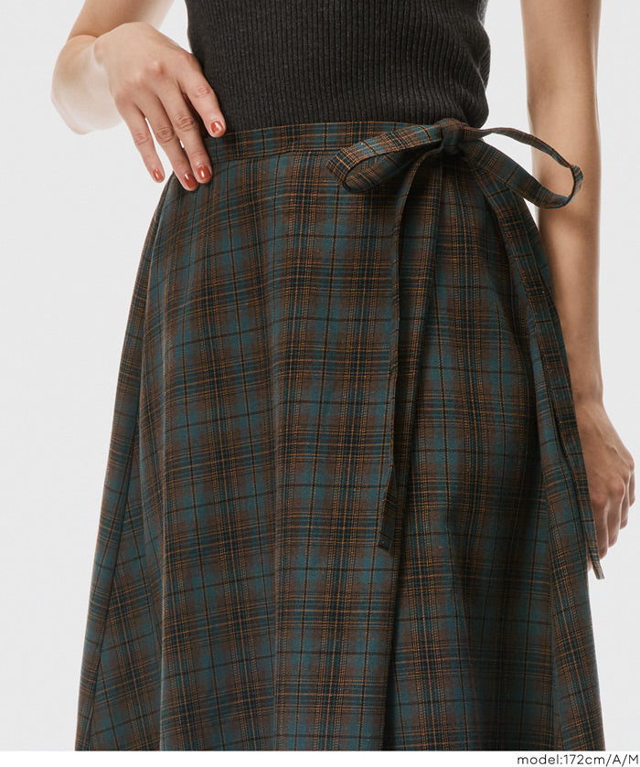格紋綁帶A字半裙