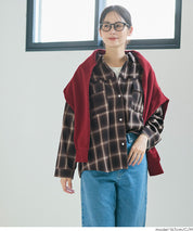 格紋慵懶寬鬆長袖襯衫