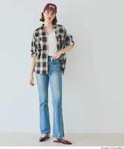 格紋慵懶寬鬆長袖襯衫